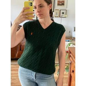 Ralph Lauren Dark Green Cable Knit Sweater